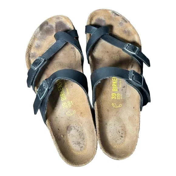 Birkenstock Mayari Black Birko-Flor Strap Toe Loop Sandals Size 39 - Picture 9 of 11